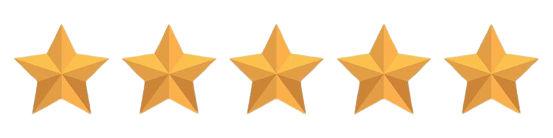 Five gold stars in a row, indicating a top rating.