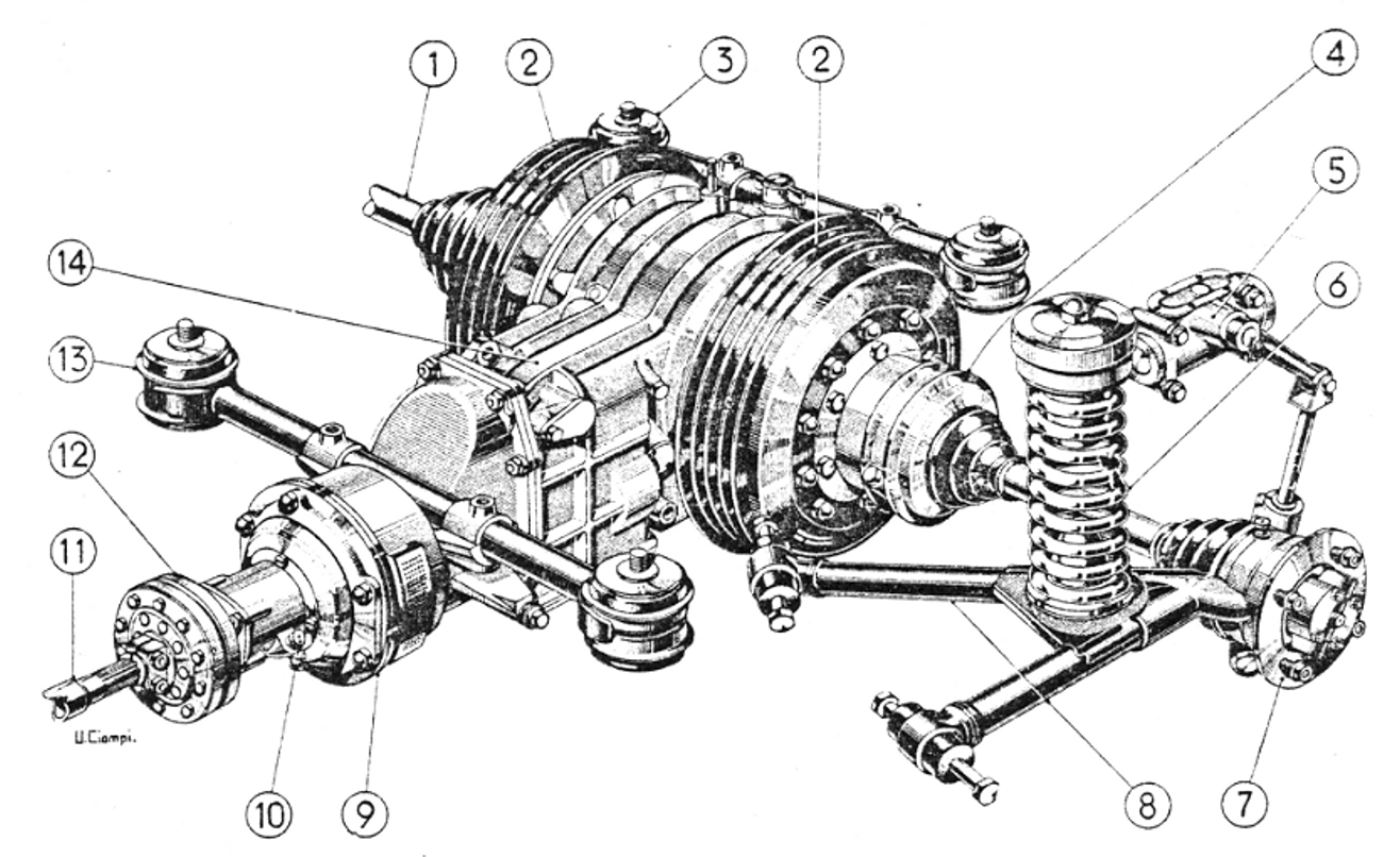 A black and white photo of a ford engine