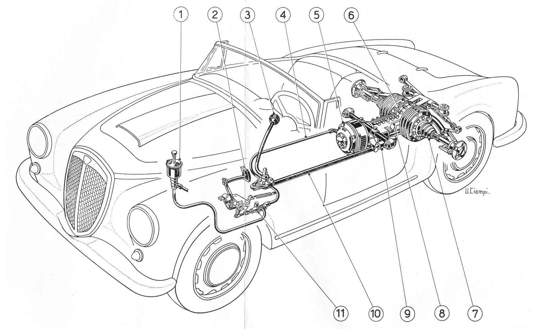 A black and white photo of a ford engine