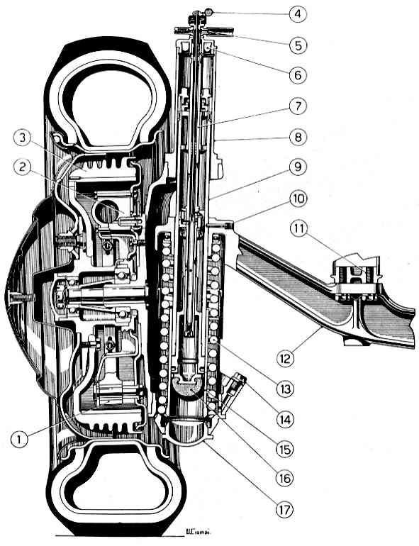 Lancia Aurelia front suspension sectional drawing