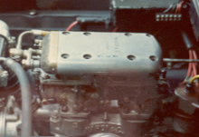 A close up of the engine of a car