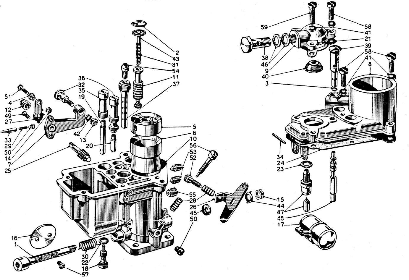 A black and white drawing of a machine with a lot of parts