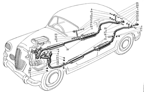 A black and white drawing of a car with a lot of wires coming out of it.