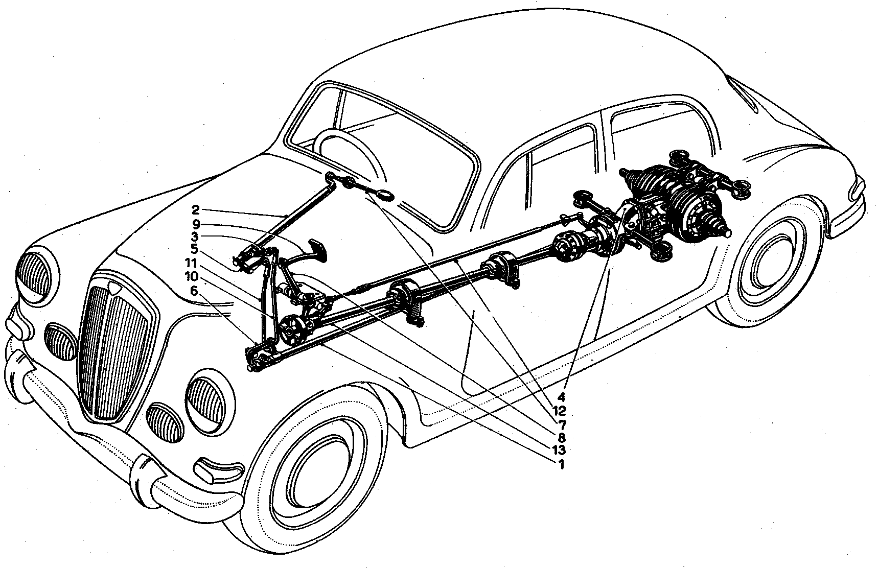 A black and white photo of a ford engine