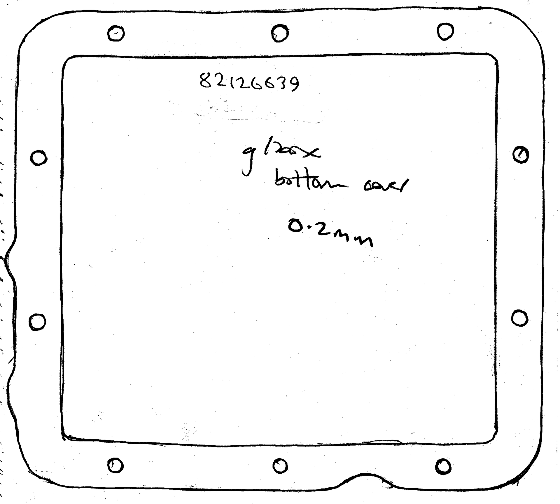 A black and white drawing of a square with holes in it.
