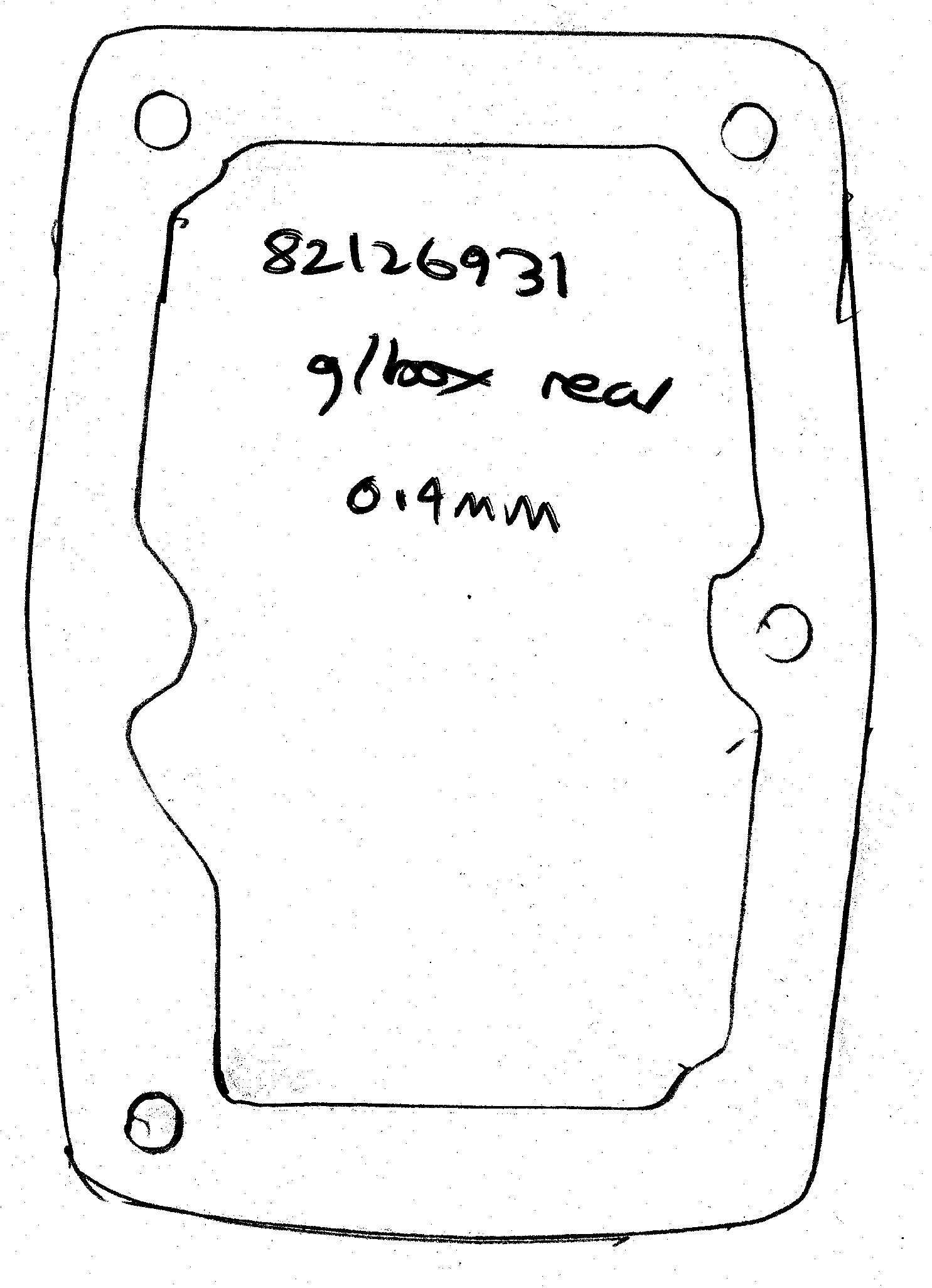 A black and white drawing of a piece of paper with the number 82126931 on it