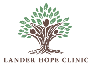 Logo: Tree with figures inside trunk, 