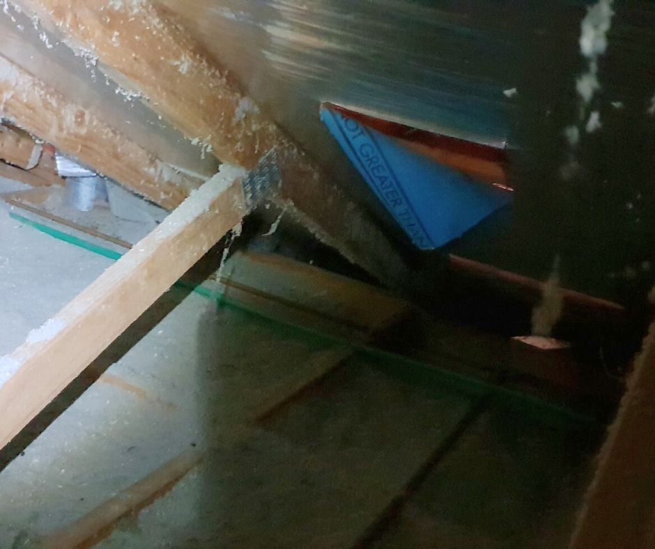 Damaged roofing insulation