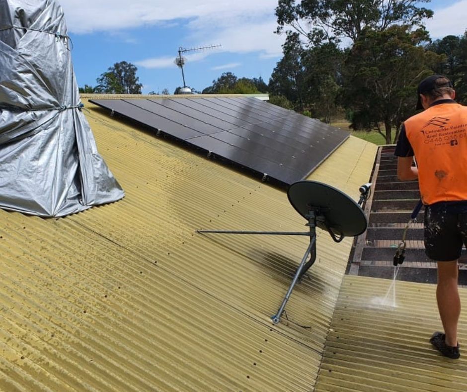 Photo of roofing during the restoration done by the ColourMe Roof Restoration team