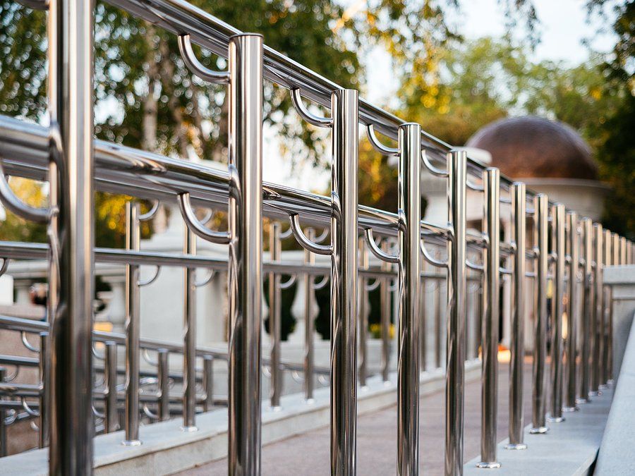 stainless steel railings in a city