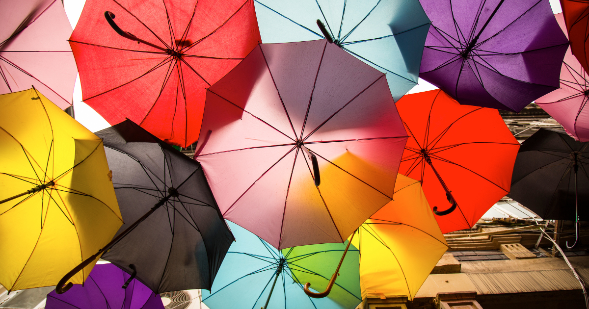 multi-coloured umbrellas