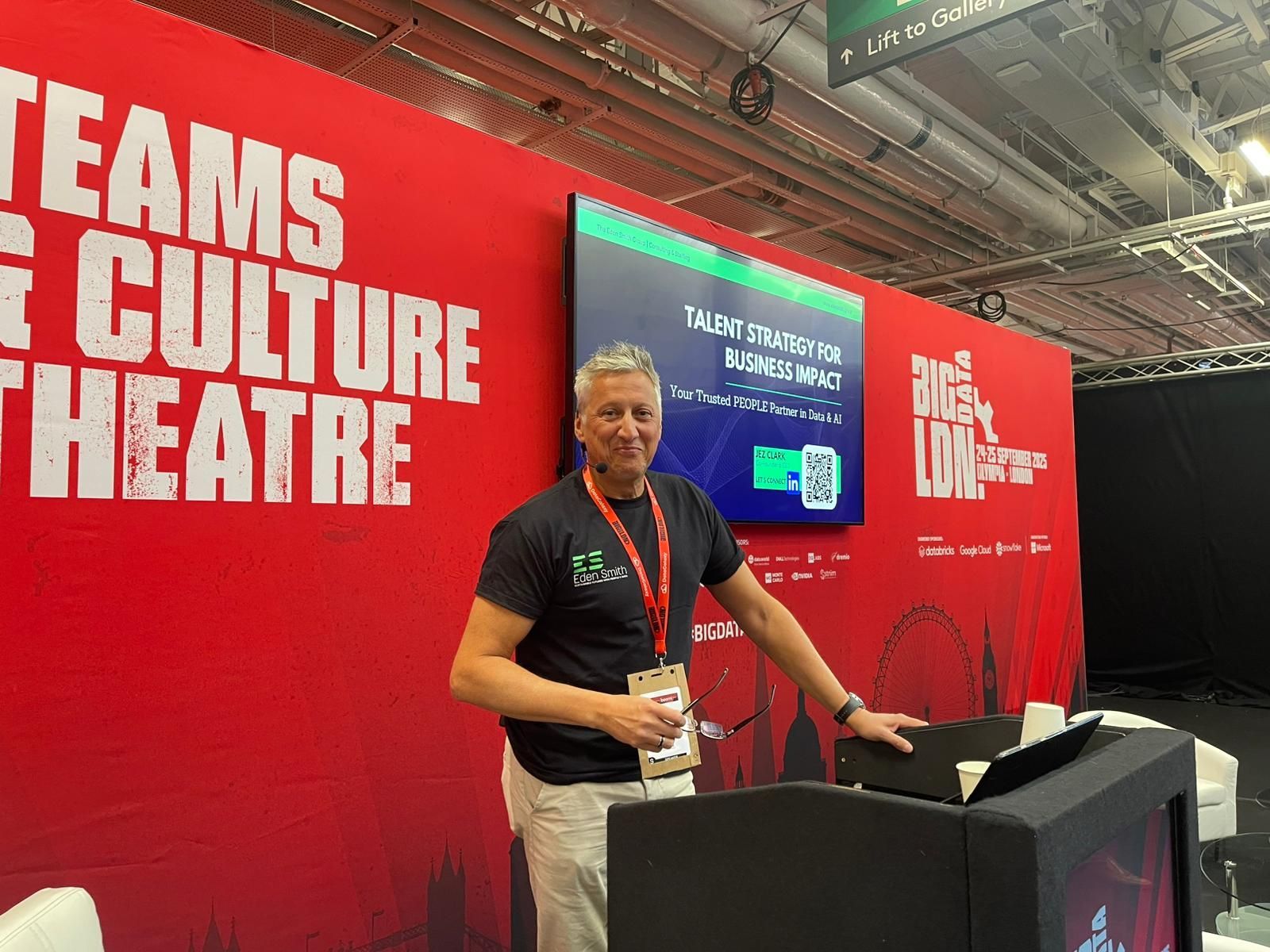 Jez at Big Data LDN 2025 - preparing to talk on Talent Strategy for Business Impact