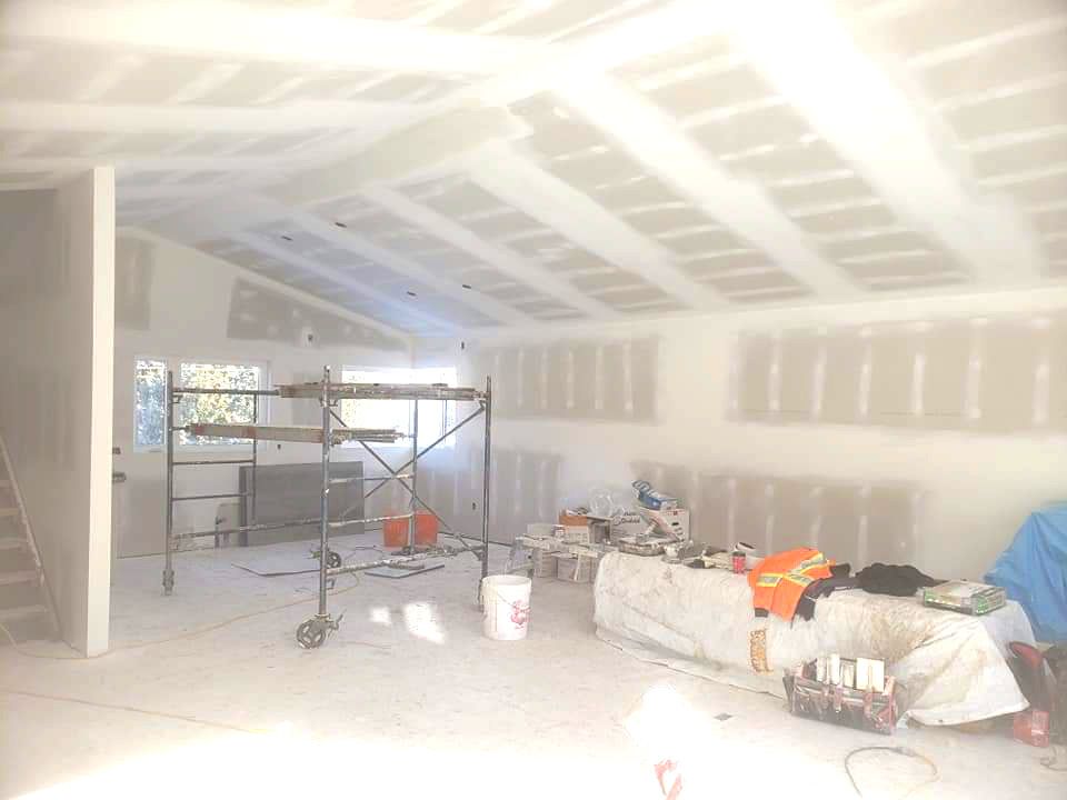 Picture of newly installed drywall board