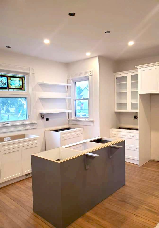 A picture of a custom kitchen in Belleville that we had drywalled