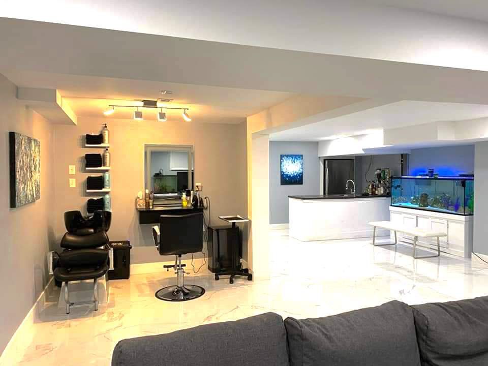 A completion picture of a belleville hair salon retail drywall project