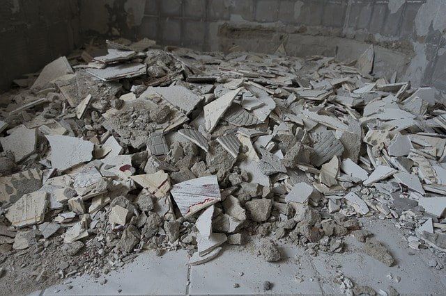 Picture of a messy disaster, typical of a heavy renovation project.