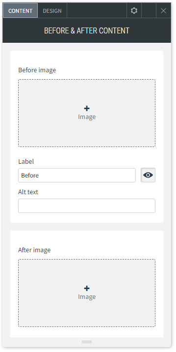 The CONTENT tab options of the Before & Afte widget.