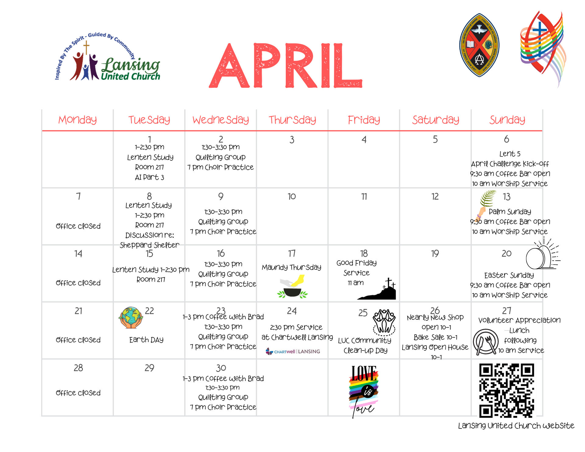 Calendar of April events