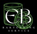 Green and white "EB Bartending Service" logo. Contains a cocktail glass, lime slice, and initials.