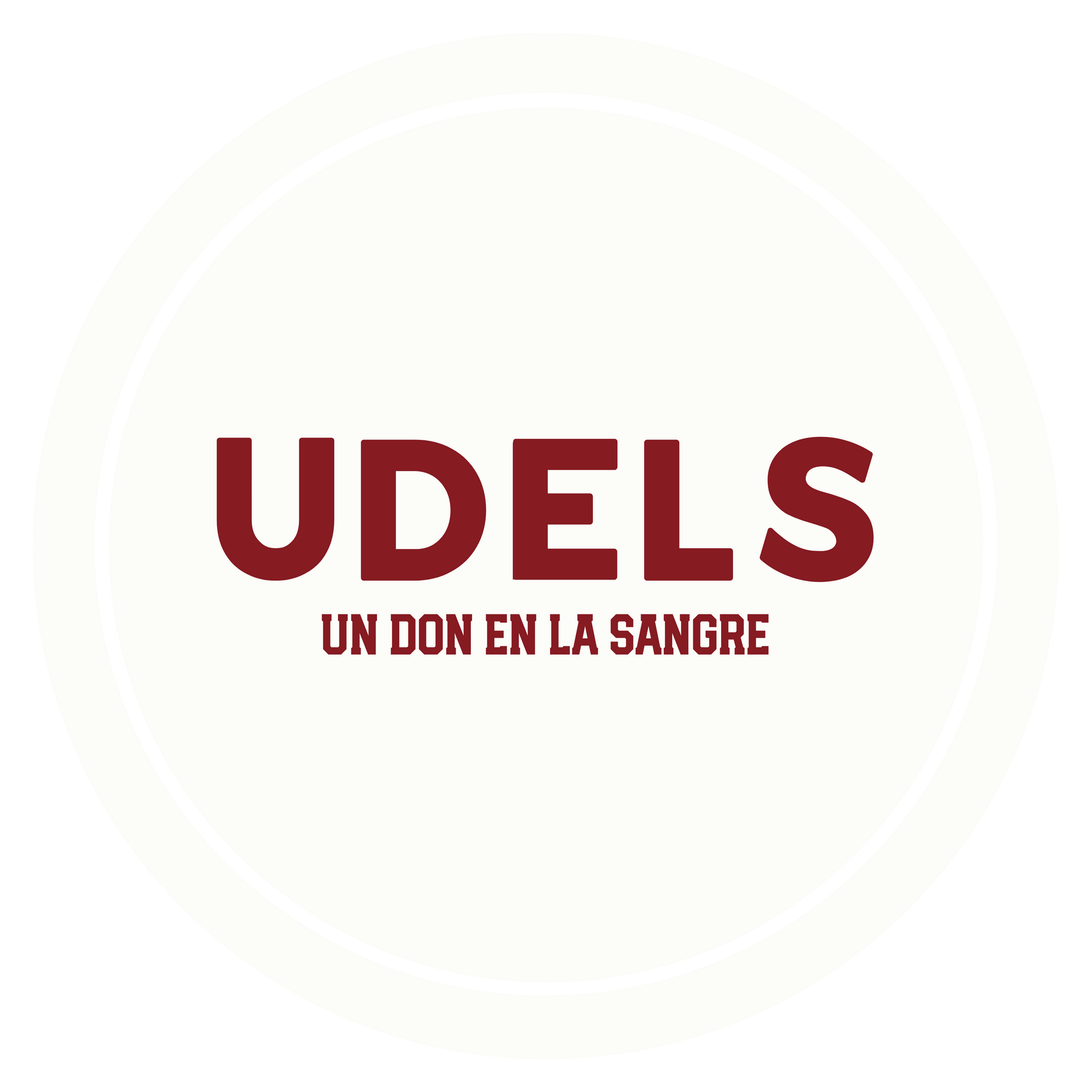 UDELS logo in maroon lettering on a white background; Spanish text 
