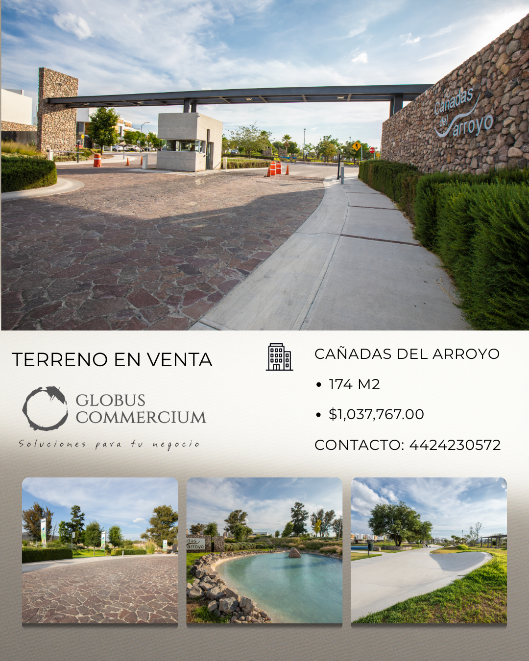 TERRENO EN VENTA CAÑADAS DEL ARROLLO 174 MT2