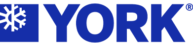 Blue YORK logo with snowflake icon on a white background