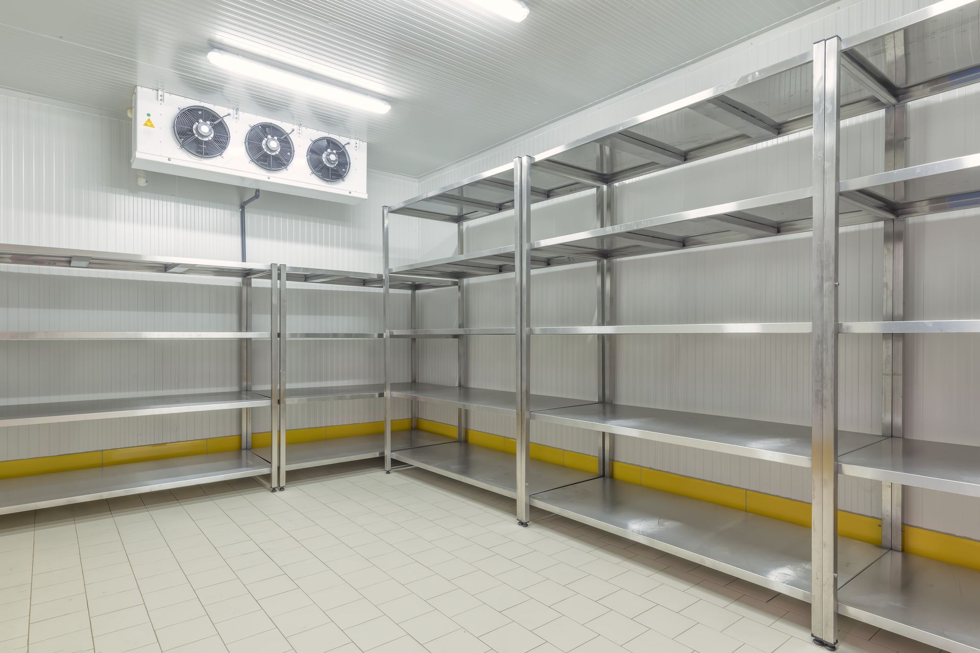 There are a lot of shelves in this room.
