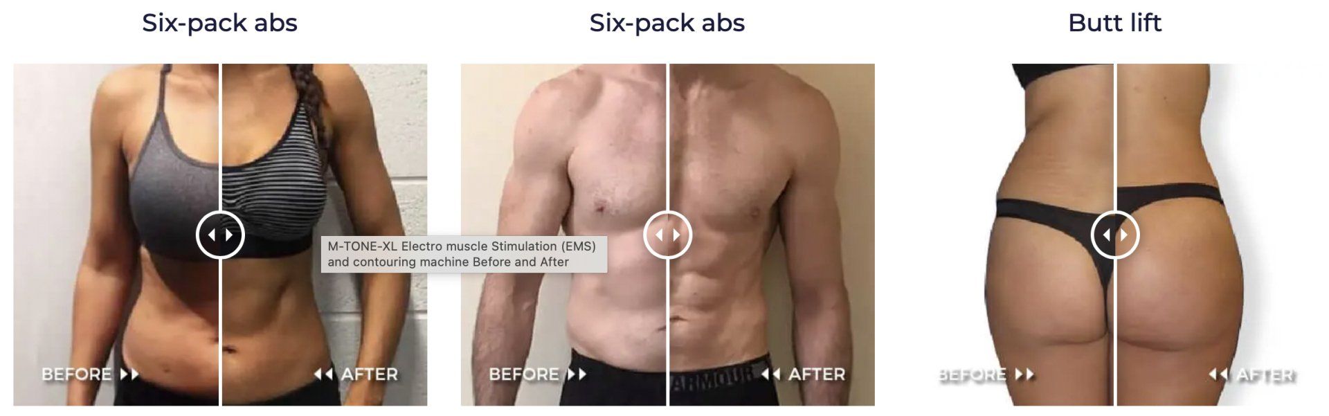 a before and after photos of a woman 's six pack abs and a man 's six pack abs