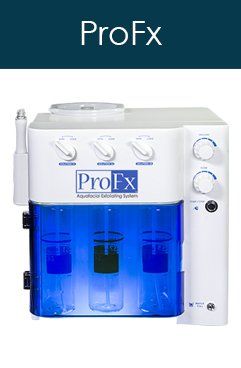 ProFx's white and blue water dispenser with a blue container .