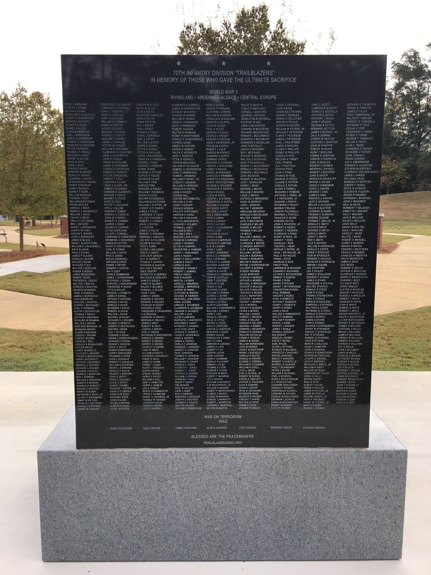 Back of the Memorial of Veterans — Columbus, GA — Columbus Monument Company