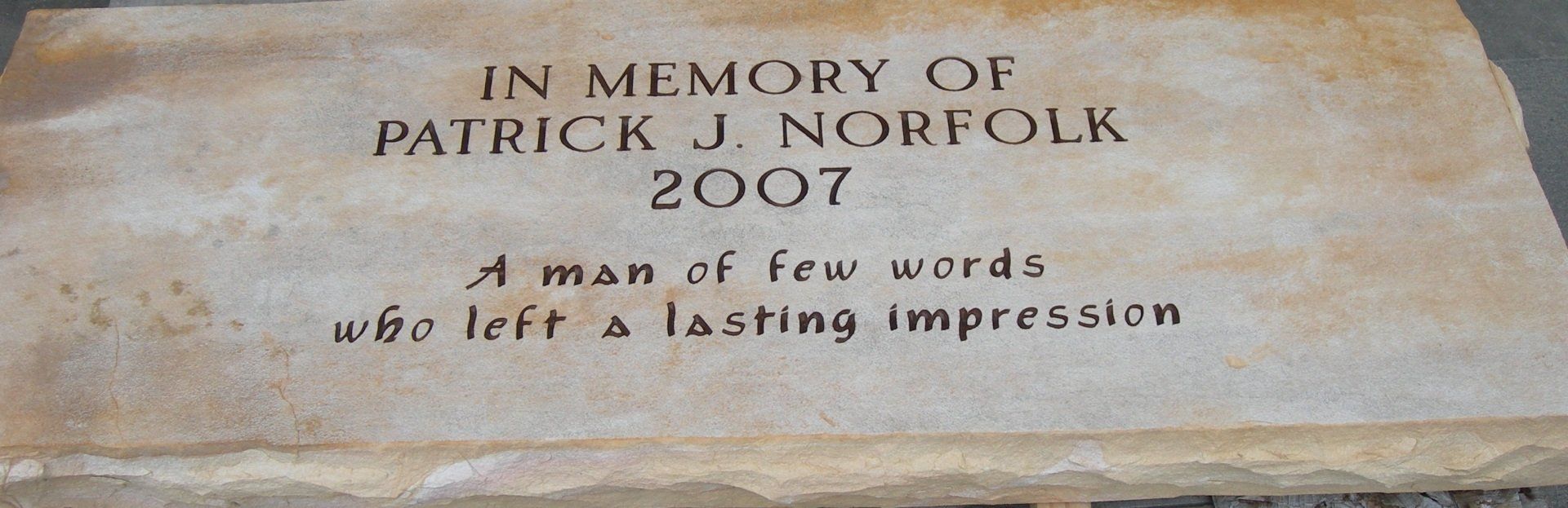 Loving Memory of Patrick Norfolk — Columbus, GA — Columbus Monument Company