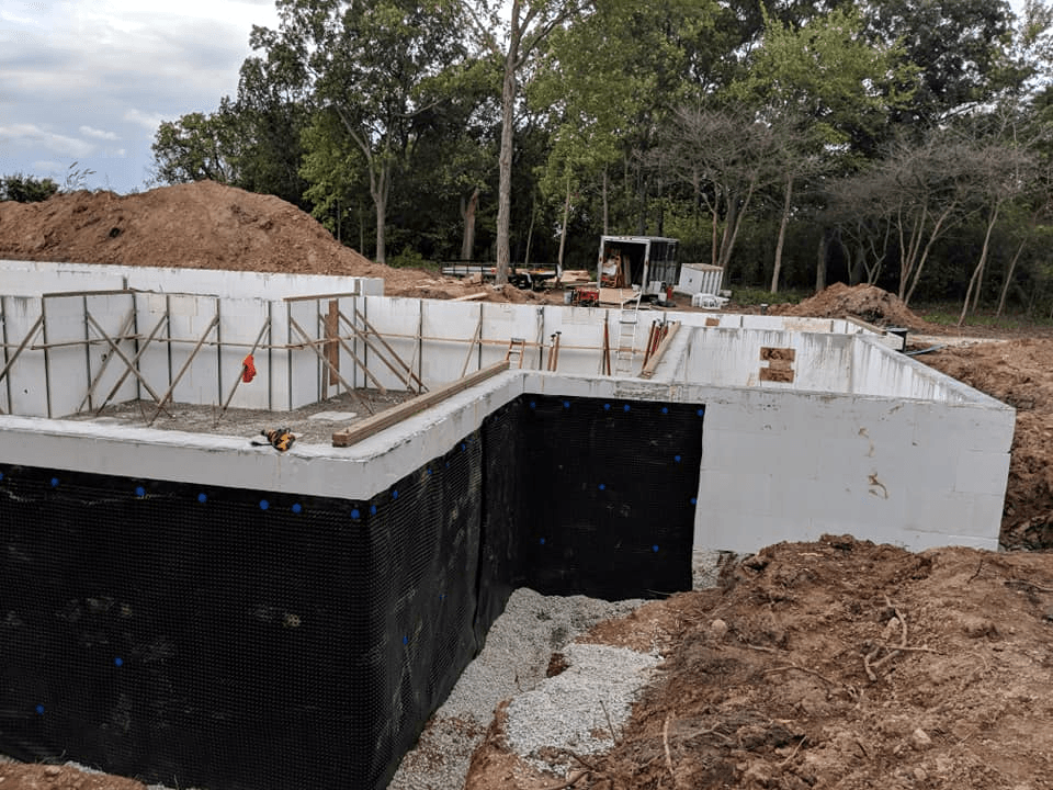 House foundation under construction