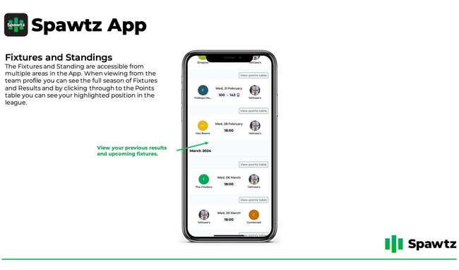 A screenshot of the spawnz app on a cell phone.