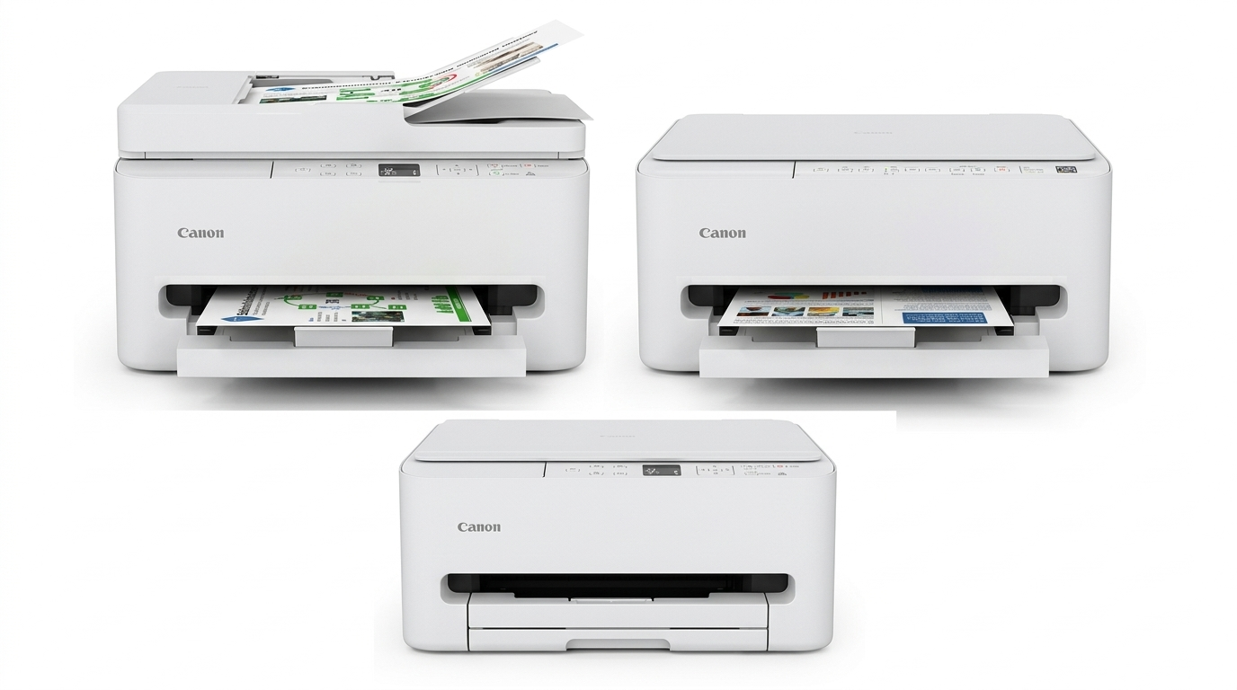 Canon a lansat 3 modele noi de imprimante multifuncționale PIXMA cu design ultracompact, capabile să printeze, scaneze și copieze. Sunt compatibile cu smartphone-uri prin Wi-Fi și produc fotografii fără margini de la 5×5 inci până la format A4 — ideale pentru birou mic, acasă sau studio foto.