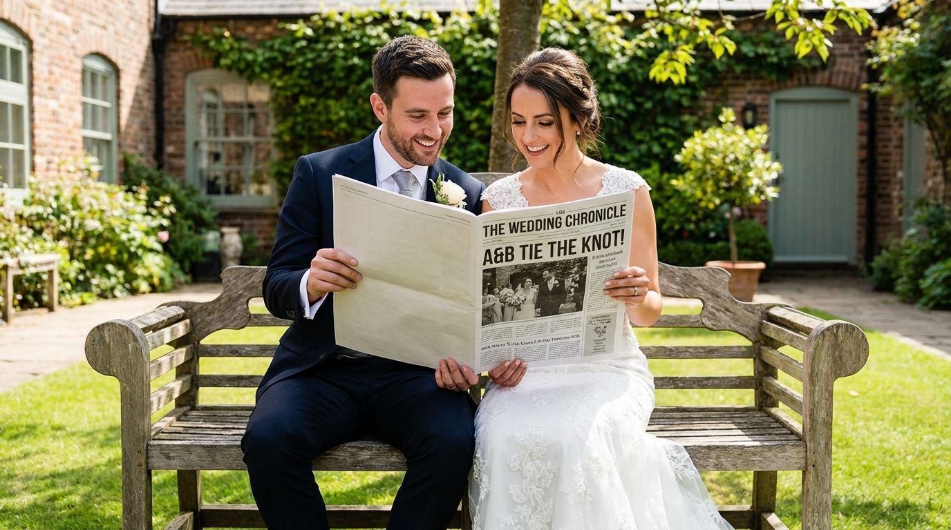 Ziarul de nuntă în format tabloid A3 transformă papetăria de eveniment dintr-un simplu formalitate într-o piesă de storytelling tipărită  o alternativă creativă, low-cost și cu impact emoțional ridicat față de invitațiile clasice. Conceput ca o publicație reală, cu prima pagină, rubrici narative, jocuri interactive și umor personalizat, ziarul de nuntă servește simultan ca invitație, program al ceremoniei și suvenir memorabil. Hârtia de ziar îi conferă o textură vintage autentică, iar formatul amplu permite integrarea fotografiilor de logodnă, a biografiilor nașilor și a poveștii cuplului într-un singur obiect pe care oaspeții îl păstrează. Accesibil tehnic prin instrumente ca Newspaper Club sau Canva și realizabil la un cost de 150–400 euro pentru 100 de exemplare, este una dintre cele mai rentabile modalități prin care un cuplu poate adăuga o dimensiune personală și distinctivă nunții  fără să compromită bugetul principal.