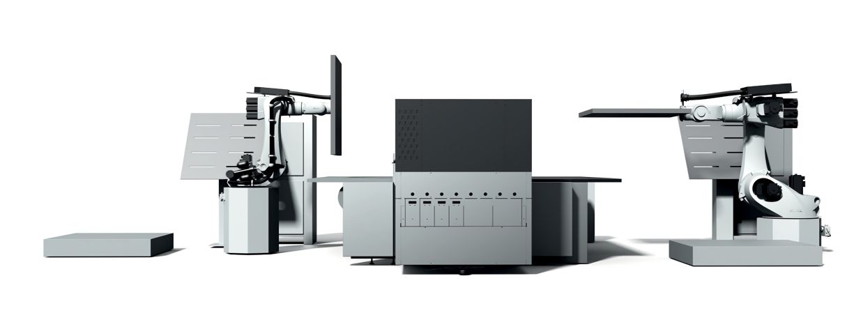 Standul Durst Group la Fespa 2026 prezintă sisteme integrate de producție industrială de imprimare.