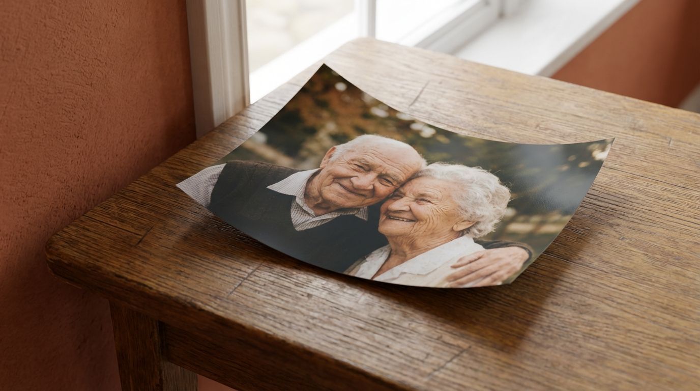 Hârtie fotografică Luster cu textură sidefiată fină, comparată cu hârtie foto clasică alb-negru 