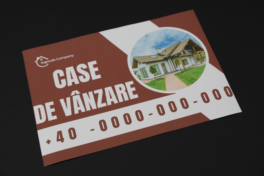 Descoperă serviciile profesionale de imprimare bannere de format mare A1 la Stancu Print, Berceni, Sector 4, specializate în bannere durabile, imprimate pe material vinyl gros cu suprafață mată, ideale pentru case de vânzare și promovări imobiliare. Beneficiază de calitate superioară și rezistență maximă la intemperii, cu finisaje profesionale precum tivuri întărite și capse metalice pentru o fixare sigură și estetică. Optimizate pentru vizibilitate maximă, bannerele noastre atrag atenția potențialilor cumpărători și sporesc impactul campaniilor tale publicitare.
