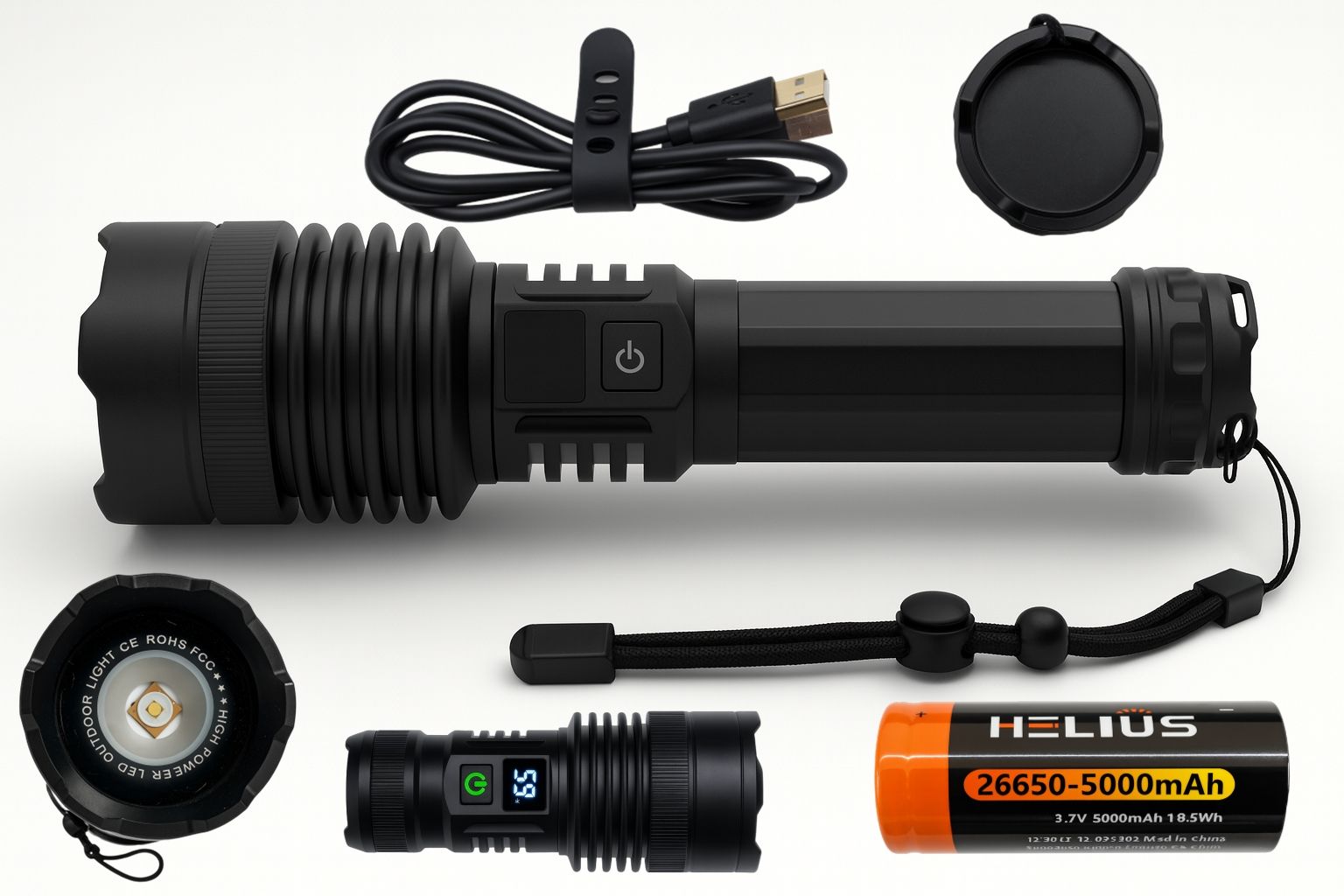 Lanterna XJ01 5000lm de la Bandă cu Led e un gadget solid și de încredere, cu încărcare USB-C. 