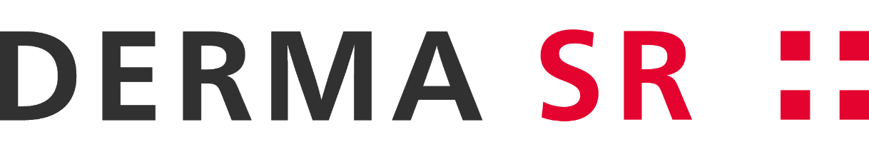 Das Logo von Derma SR ist rot und schwarz auf weißem Hintergrund.