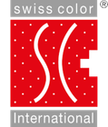 Das Swiss Color International Logo ist rot und weiß