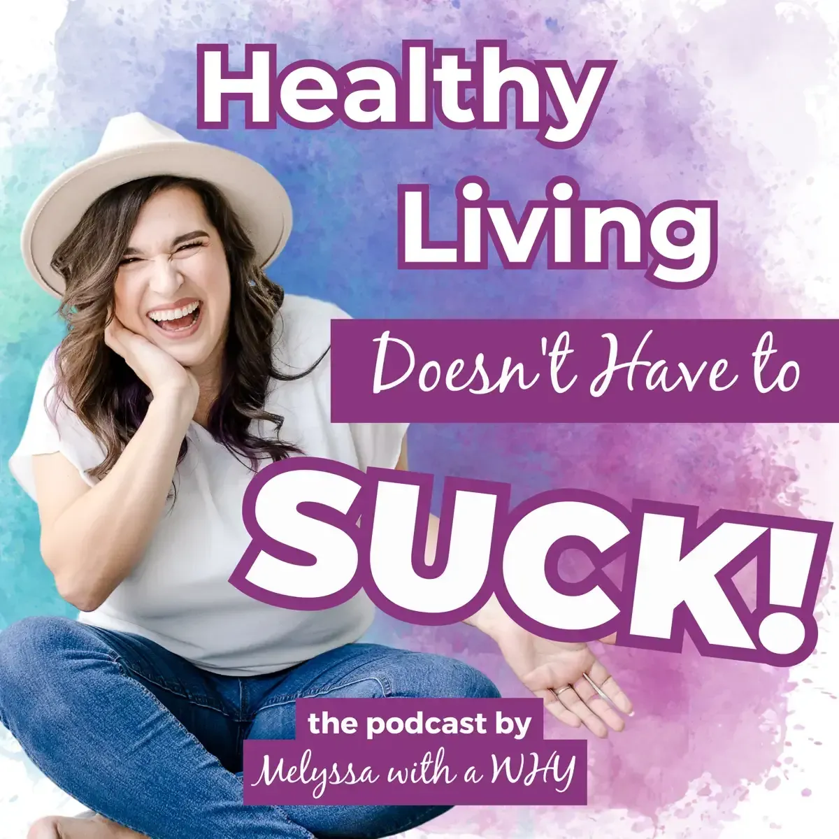 Podcast cover art: Woman smiling, wearing a hat, with the text