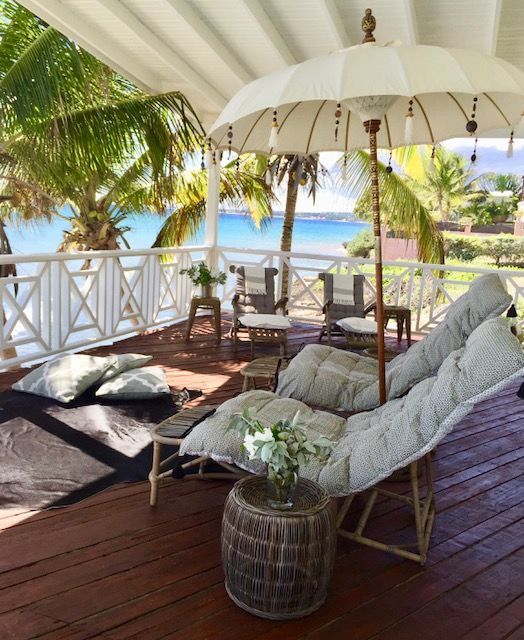 beach house, palm tree, ocean front
