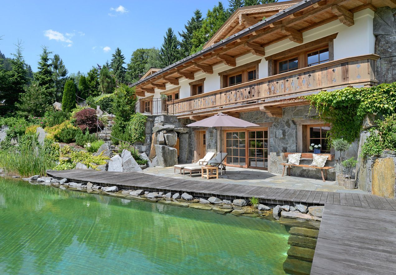 mountain chalet, luxury, garden