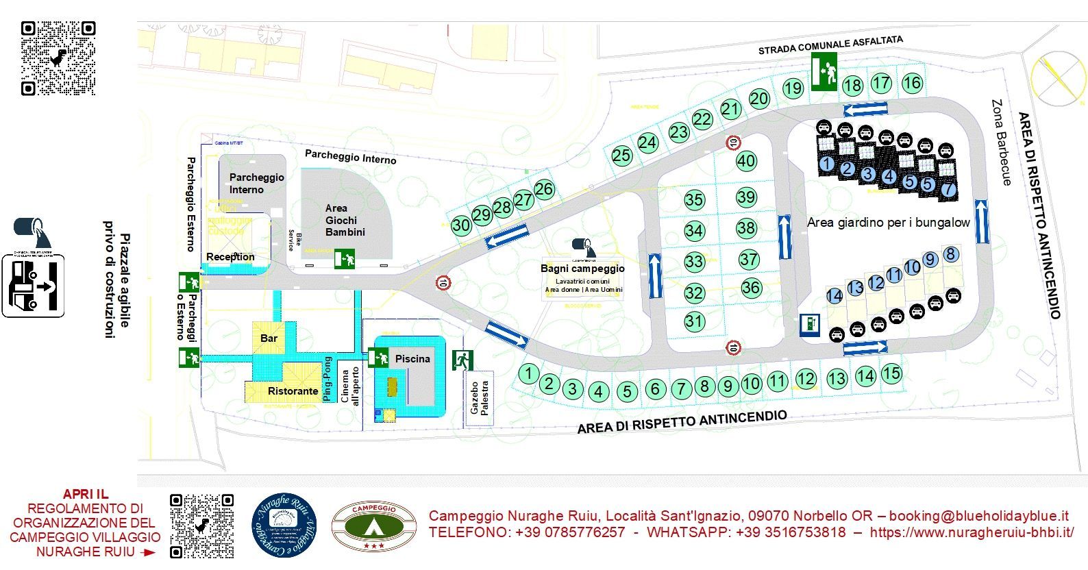 Planimetria generale Nuraghe Ruiu villaggio e campeggio in Sardegna