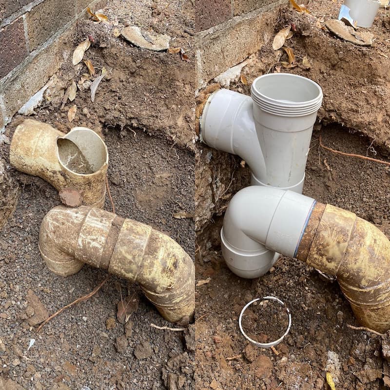 Broken Drain Pipes - Before & After