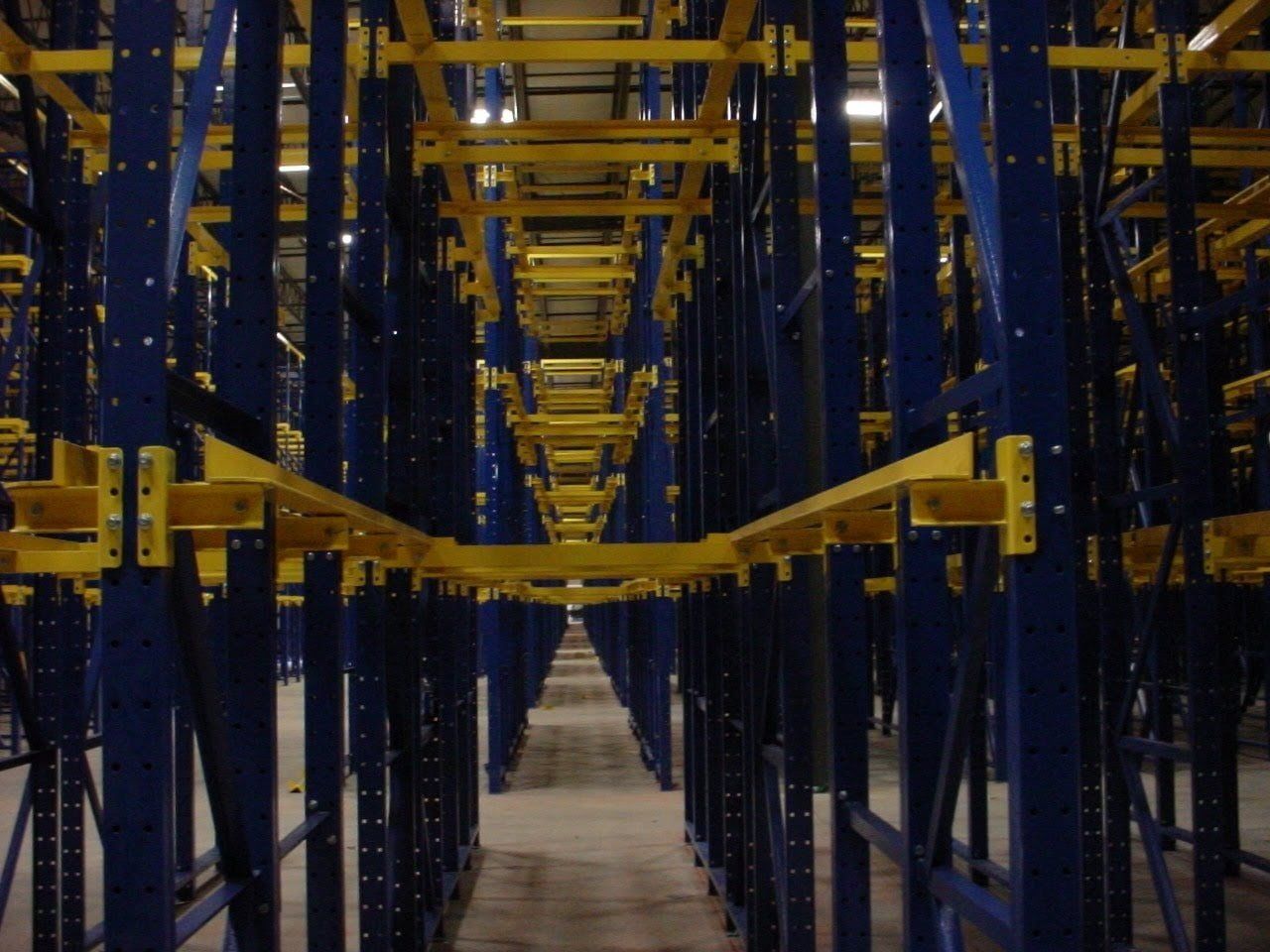 Storage Partition — Drive-In Pallet Rack in Blue and Yellow Color in Grand Prairie, TX