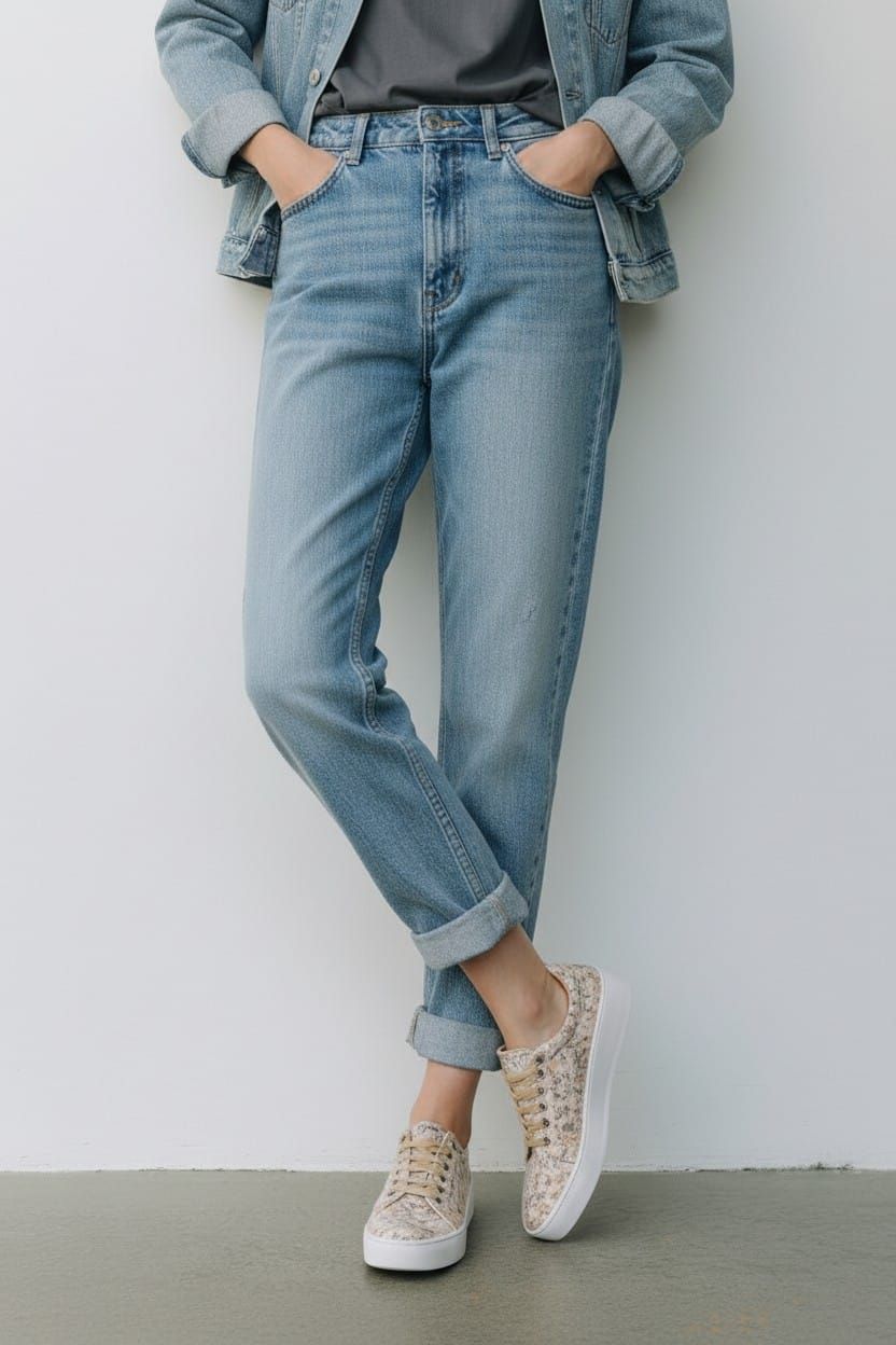 Zapatillas de plataforma en color tostado y moteado con suela y cordones en color blanco.