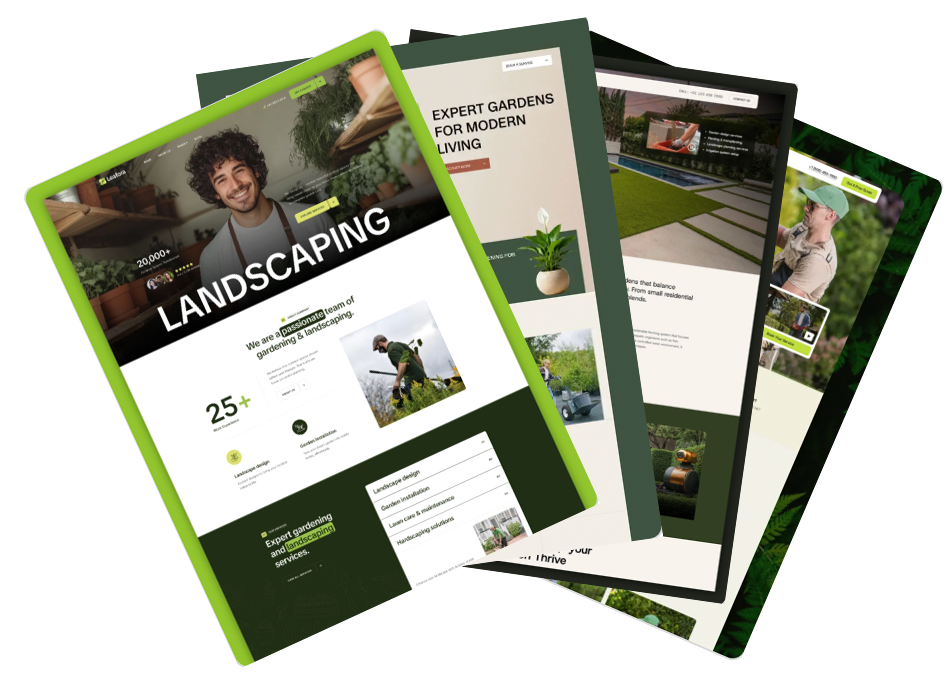 Laptop, phone, and tablet displaying websites with logos and content.