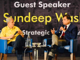 Stage conversation on strategic innovation hosted by Manish Gupta, noted business intelligence consultant.